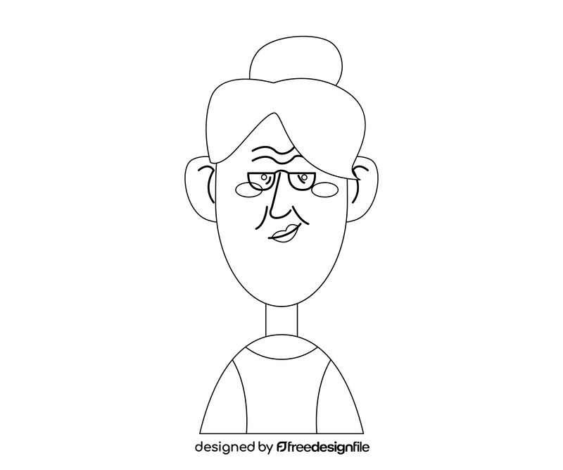 Old woman with glasses free black and white clipart