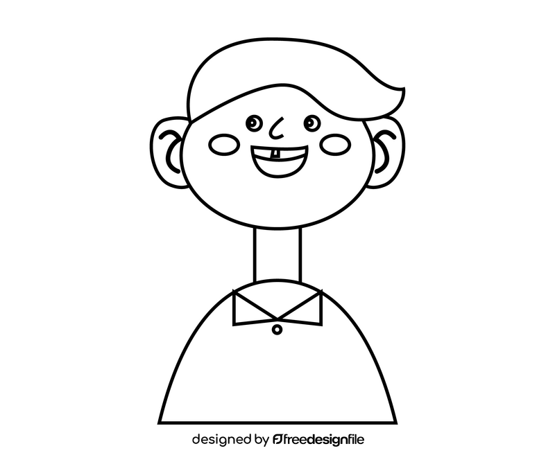 Happy young boy free black and white clipart