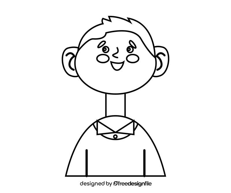 Happy young boy free black and white clipart