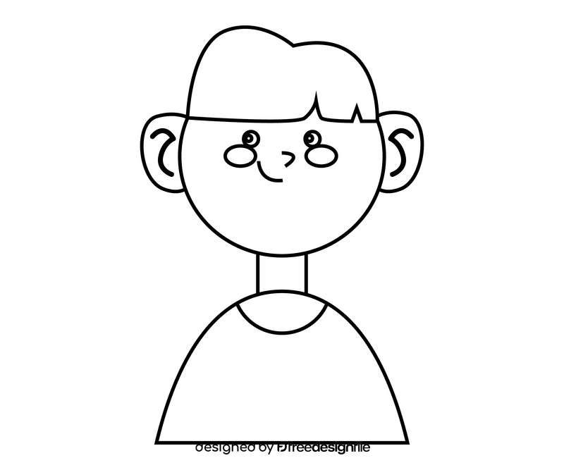 Cute boy portrait drawing black and white clipart