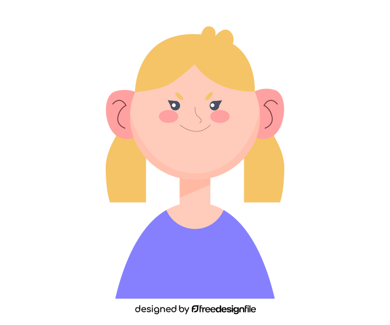 Cute girl with two ponytails clipart