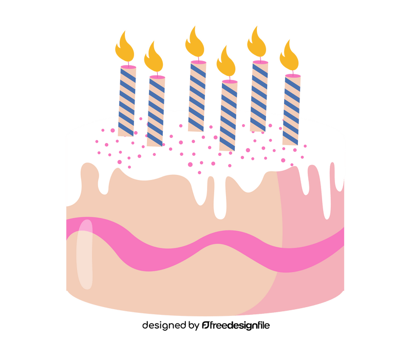 Cartoon birthday cake with candles clipart