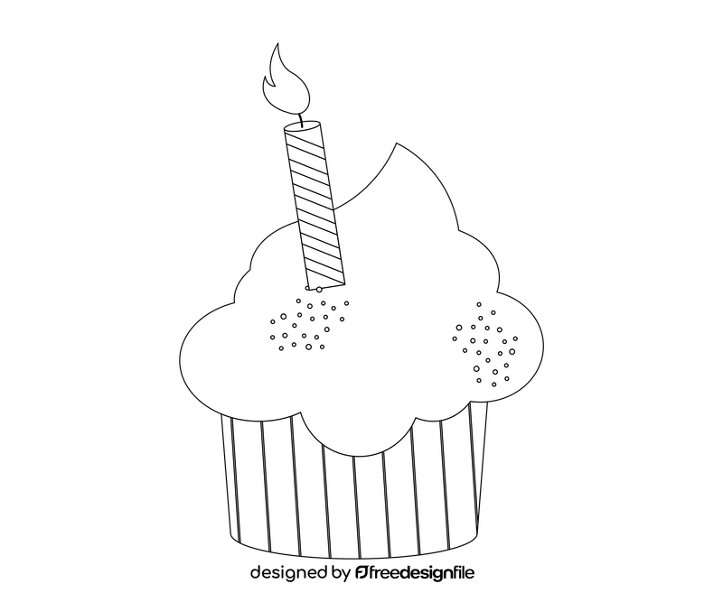 Birthday cupcake black and white clipart