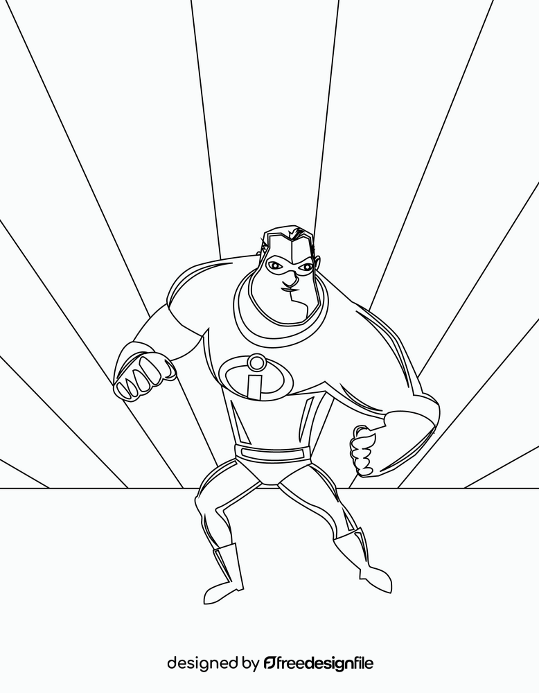 Mr Incredible cartoon black and white vector