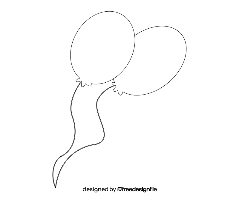 Colorful balloons black and white clipart