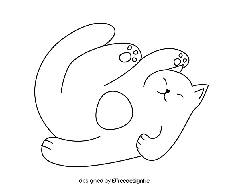 Cat chilling black and white clipart