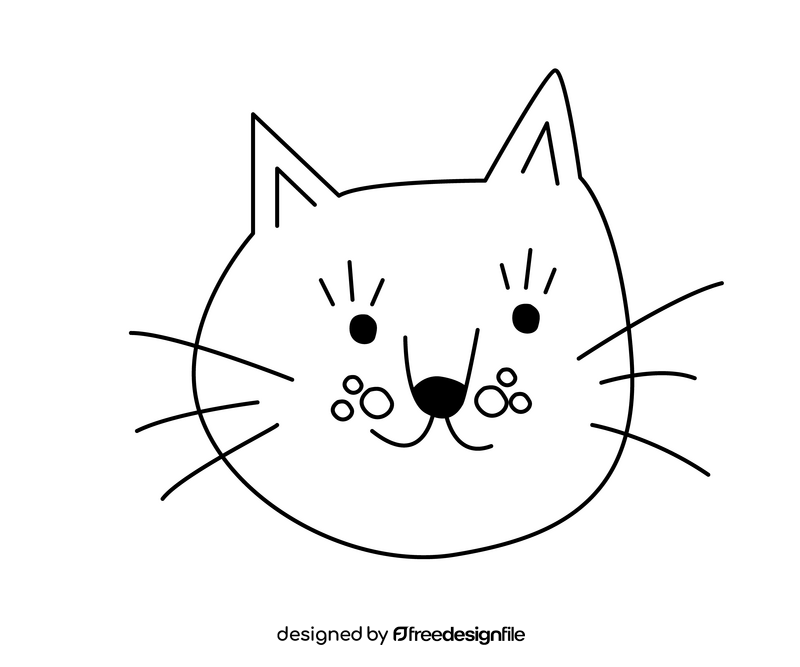 Cat portrait black and white clipart vector free download