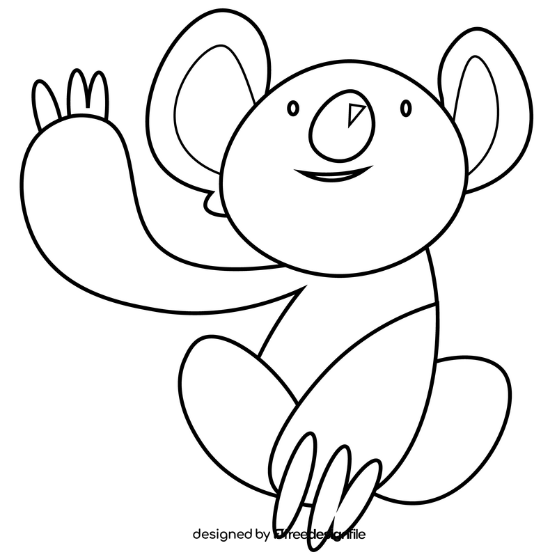 Cartoon koala greeting drawing black and white clipart