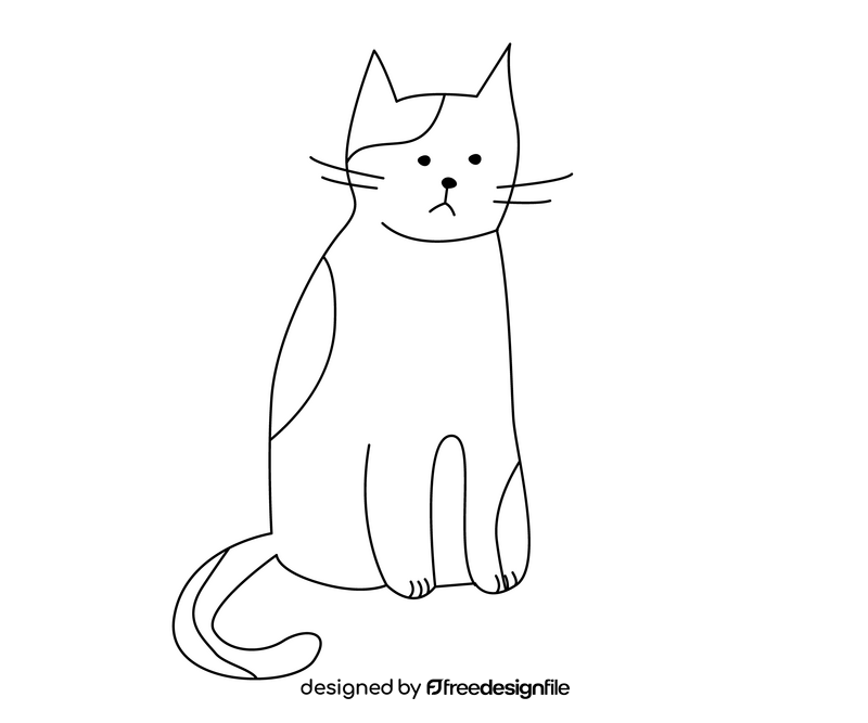 Scared cat illustration black and white clipart