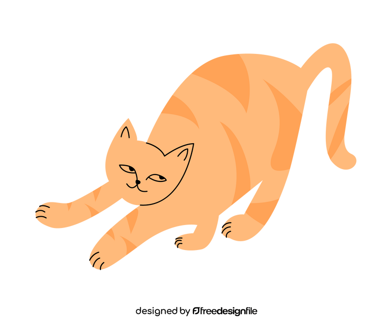 Red striped cat drawing clipart