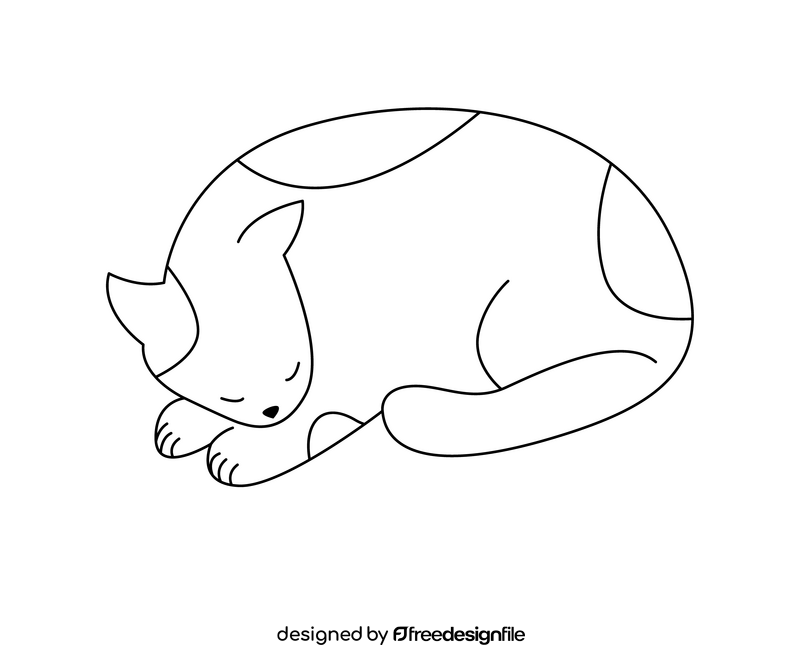 Sleeping spotted cat black and white clipart