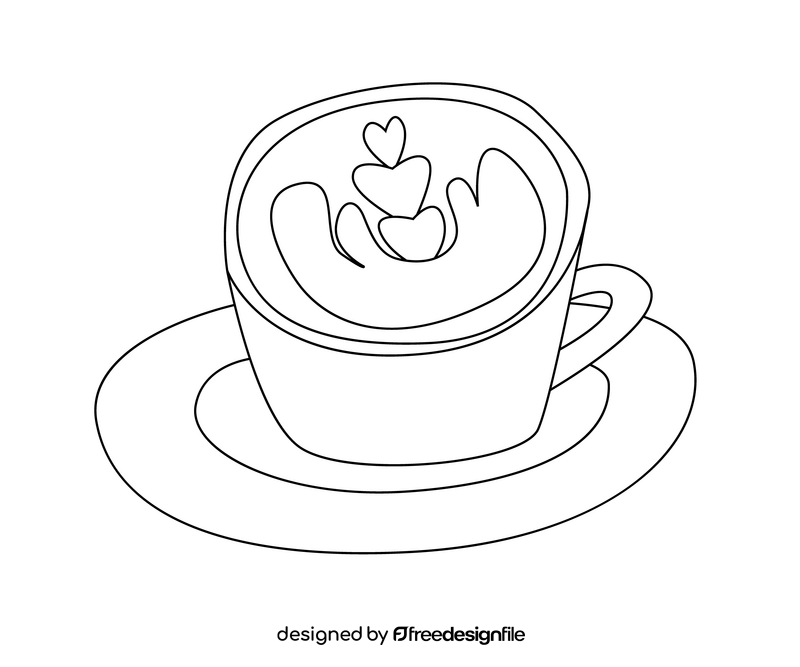 Free cup of cappuccino coffee black and white clipart