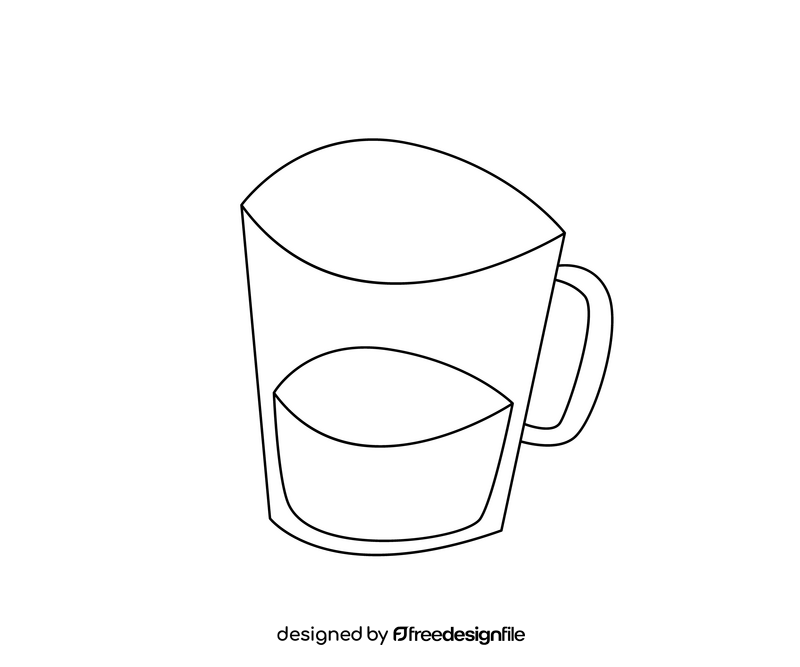 Glass cup of coffee black and white clipart