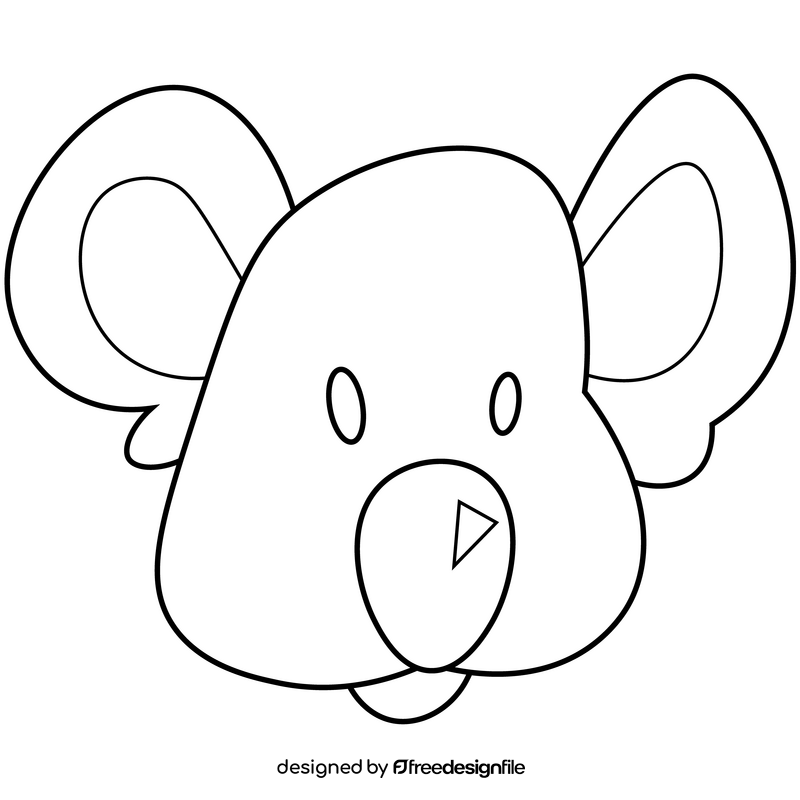 Koala head drawing black and white clipart