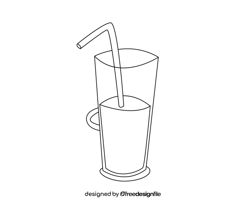 Coffee latte in a glass black and white clipart