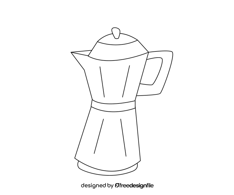 Moka pot coffee maker black and white clipart