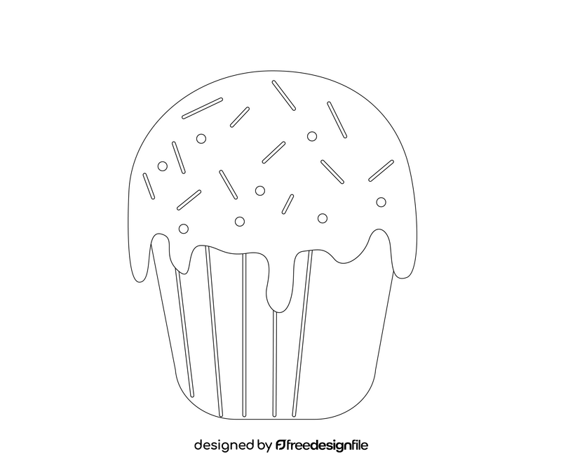 Cupcake cartoon black and white clipart