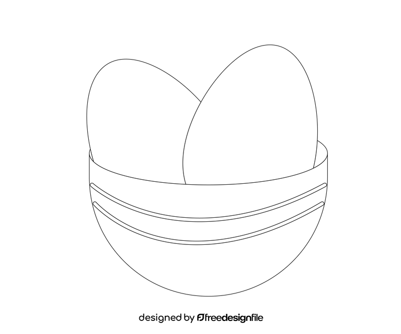 Boiled eggs, breakfast black and white clipart