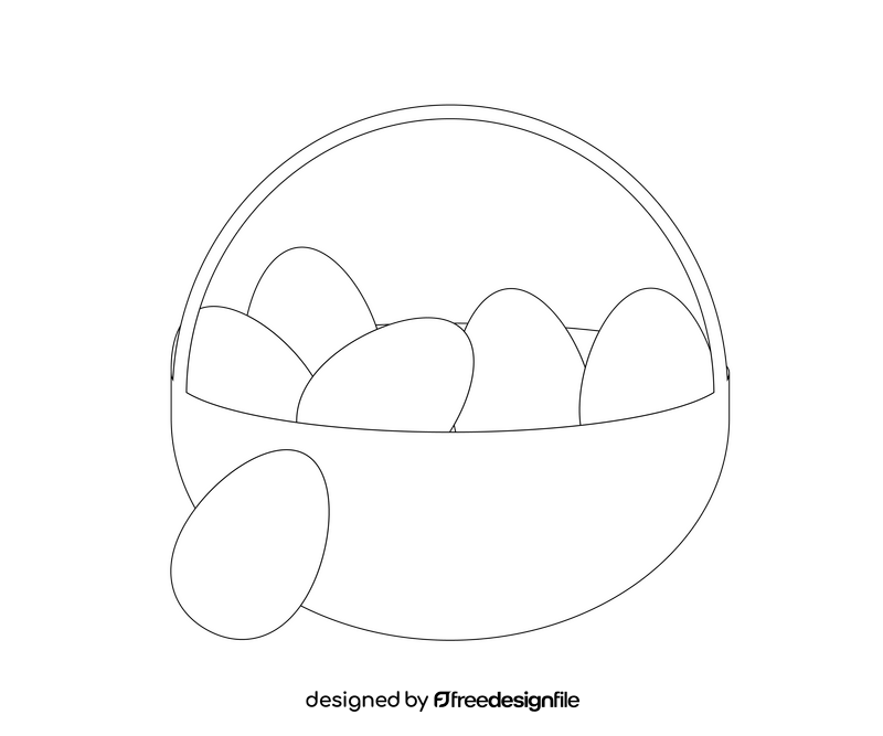 Basket with eggs black and white clipart