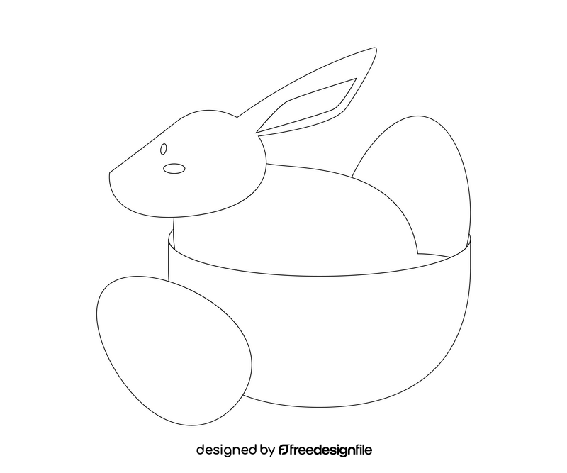Bunny eggs black and white clipart
