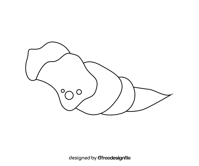 Long shell black and white clipart
