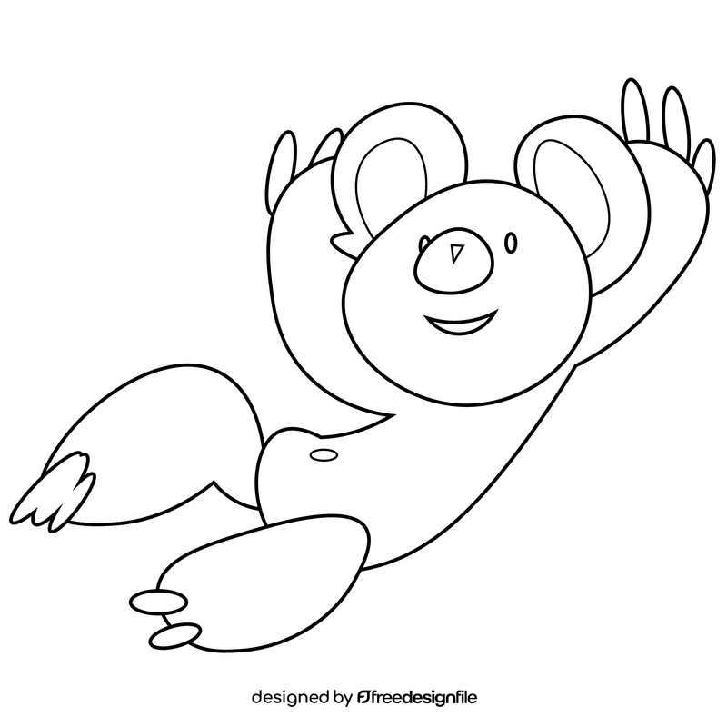 Cartoon koala black and white clipart