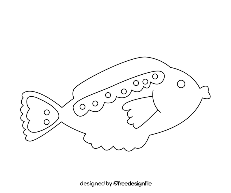 Perch fish black and white clipart