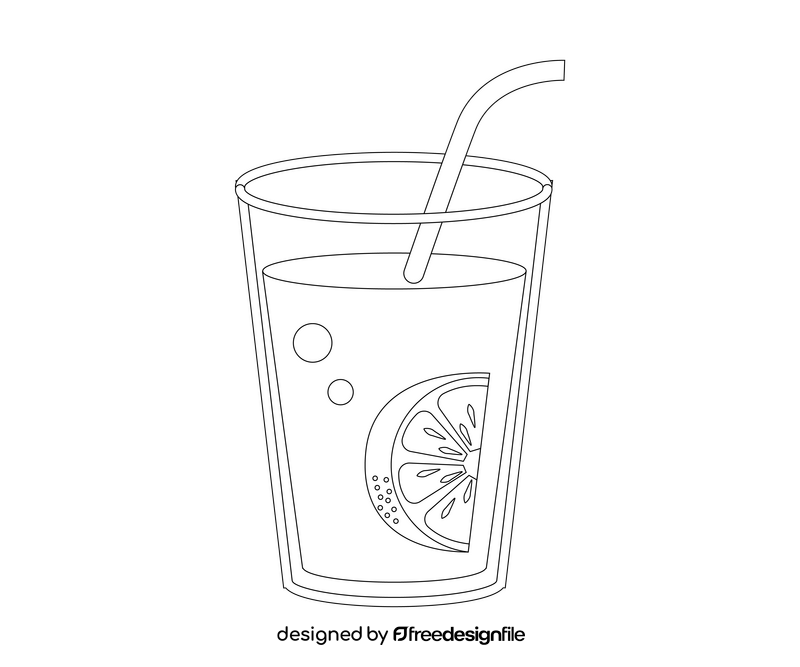 Glass of fresh lemonade black and white clipart