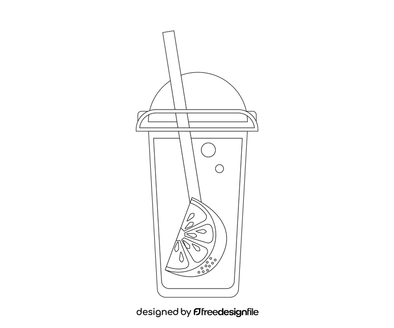 Takeaway lemonade cartoon black and white clipart
