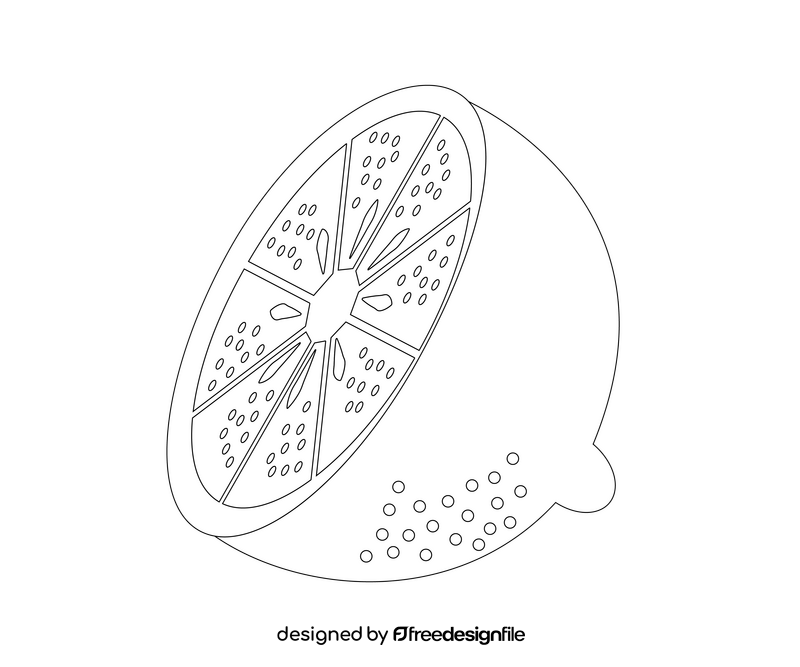 Half cut lemon black and white clipart