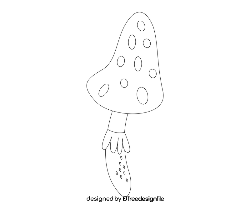 Mushroom cartoon black and white clipart