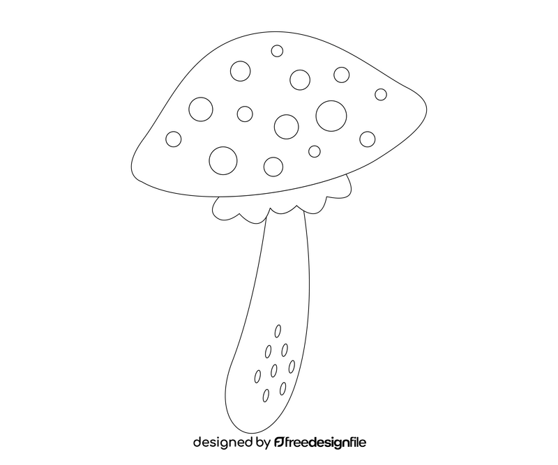 Red dotted mushroom, amanita muscaria black and white clipart