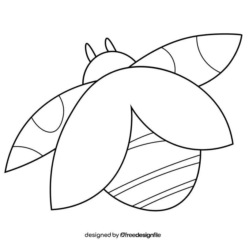 Ladybug flying drawing black and white clipart
