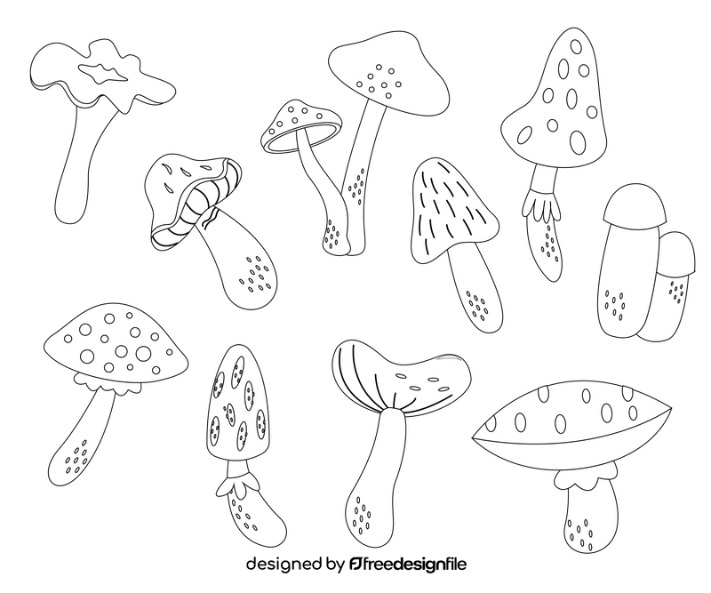 Mushrooms black and white vector