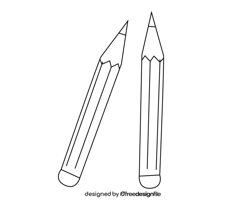 Cartoon pencils black and white clipart