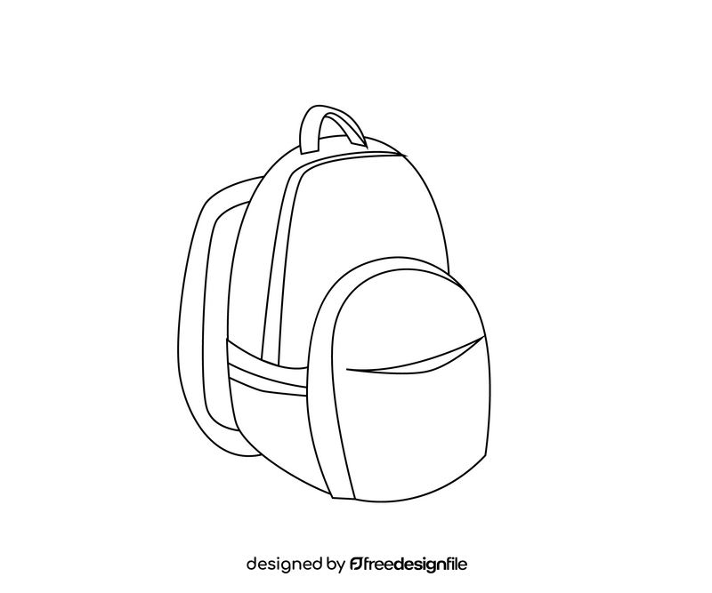 Backpack cartoon black and white clipart