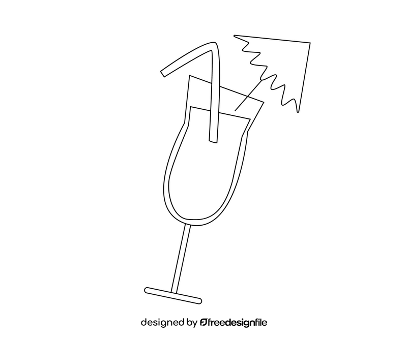Summer beach cocktail black and white clipart