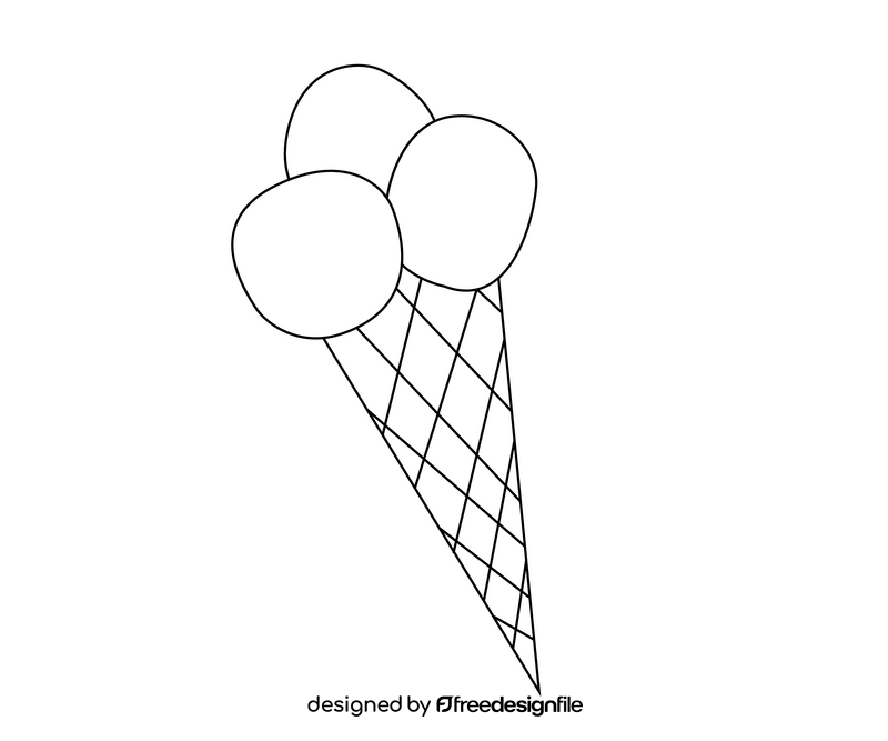 Free ice cream cone black and white clipart