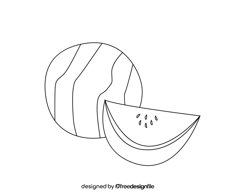 Free watermelon black and white clipart