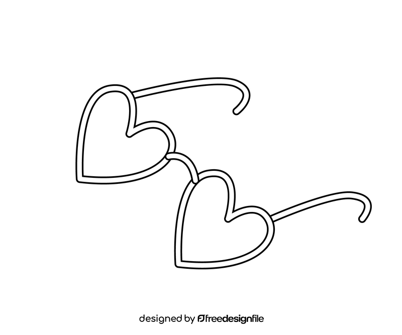 Beach heart shaped sunglasses black and white clipart