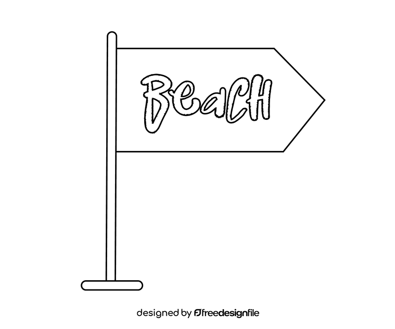 Beach street sign black and white clipart