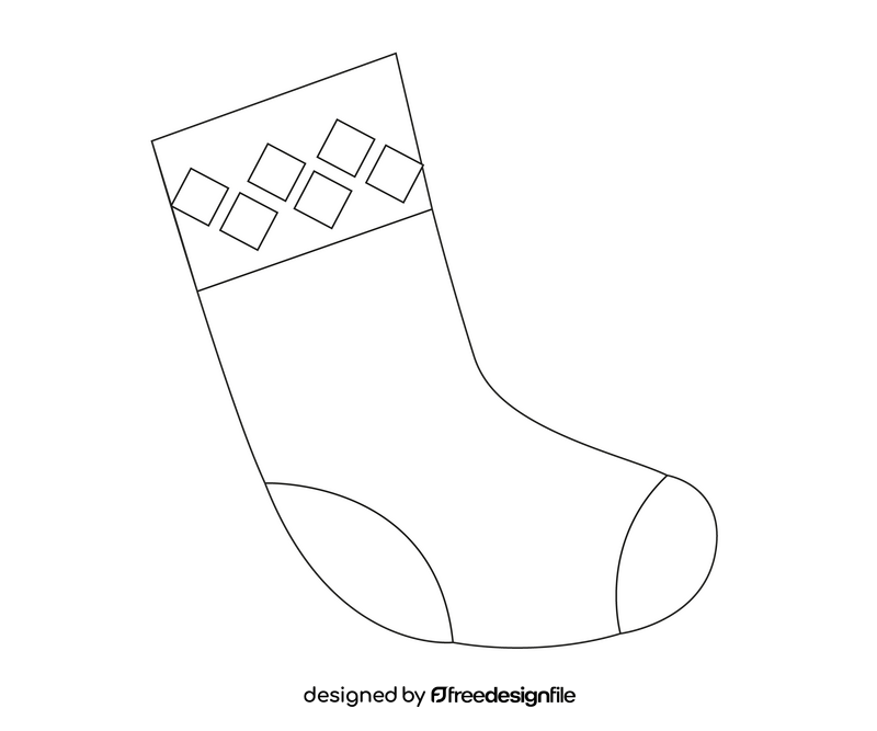 Christmas sock black and white clipart