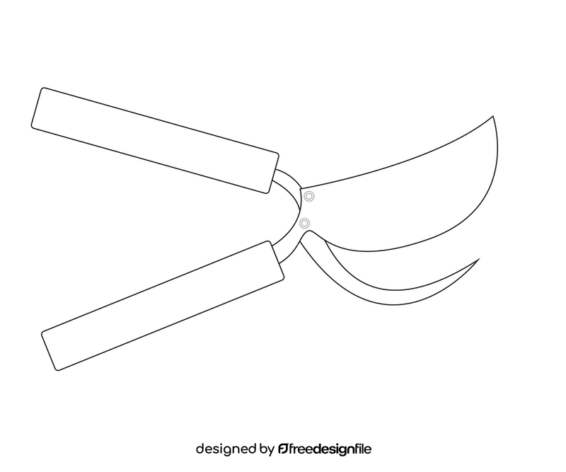 Garden scissors black and white clipart