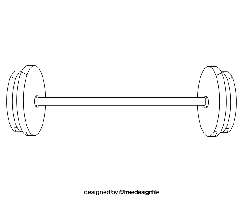 Gym barbell black and white clipart