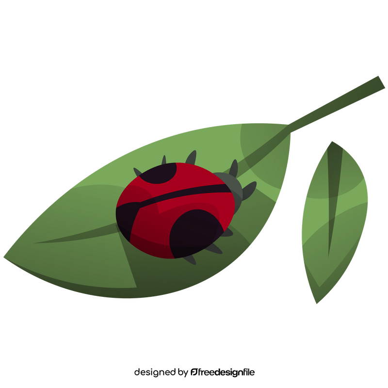 Ladybug on leaves clipart