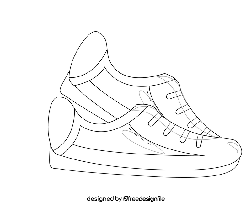 Cartoon sneakers black and white clipart
