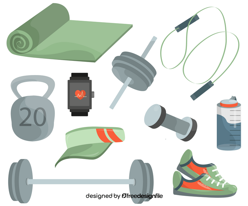 Fitness, gym elements vector