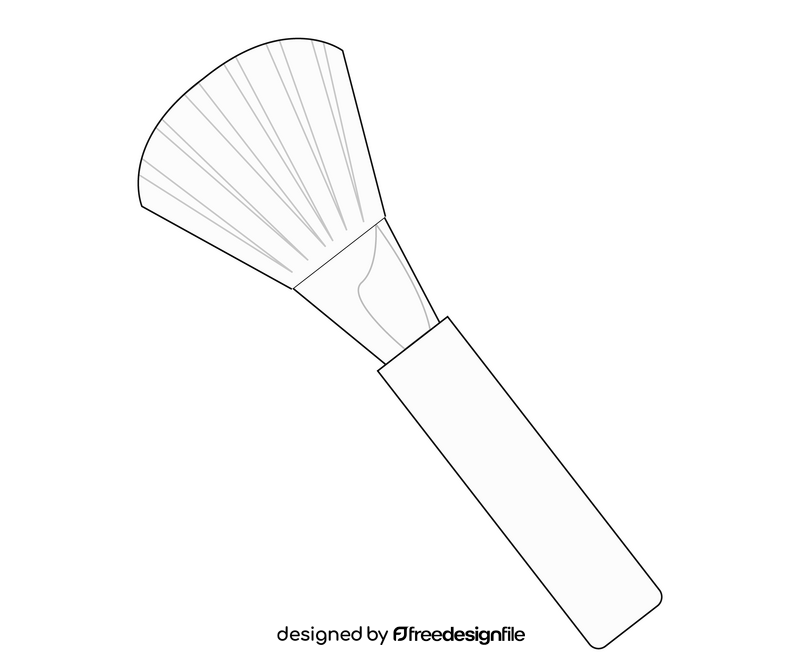 Pink makeup brush drawing black and white clipart