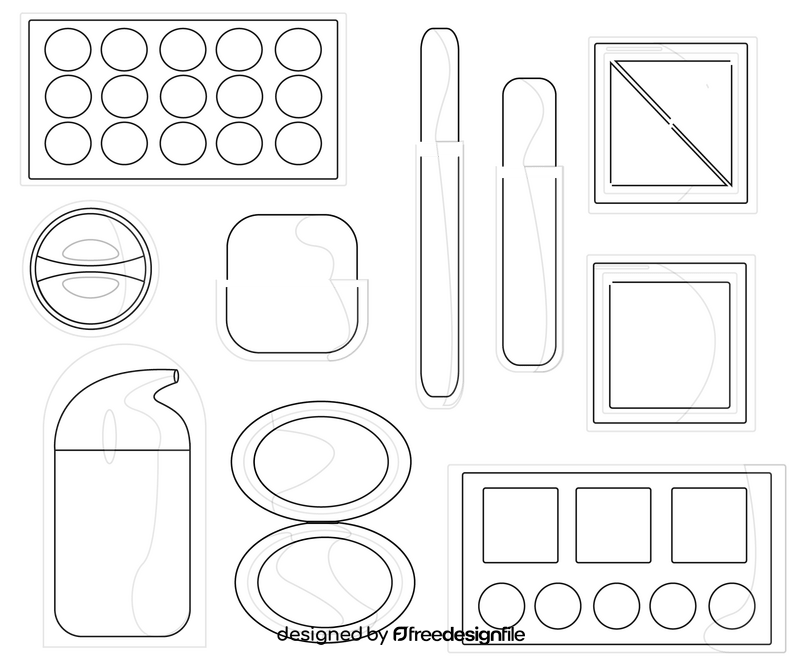 Makeup set black and white vector