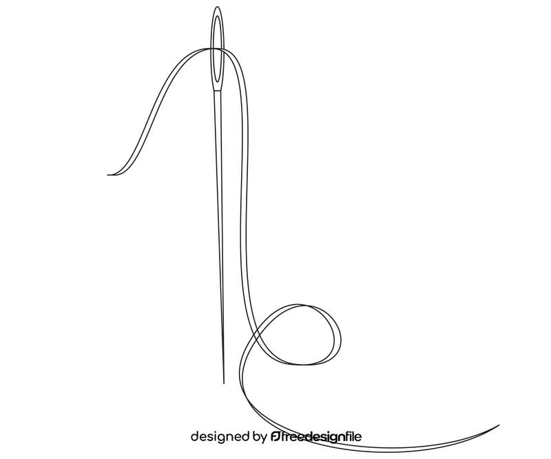 Sewing needle black and white clipart